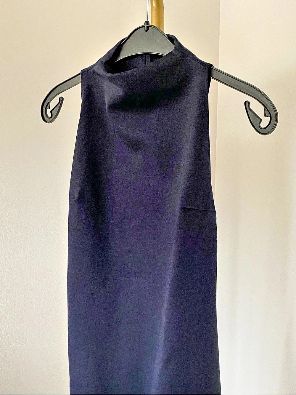 Mango Suit Navy Blue Jersey High Neck Sleeveless Midi Dress XS-S - Picture 5 of 9